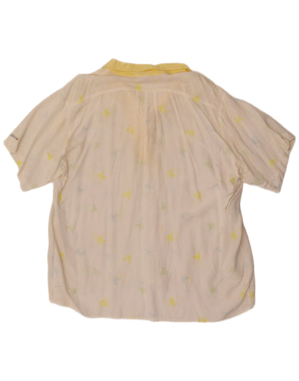 Ellesse Womens Short Sleeve Oversized Shirt Blouse IT 48 XL White Floral
