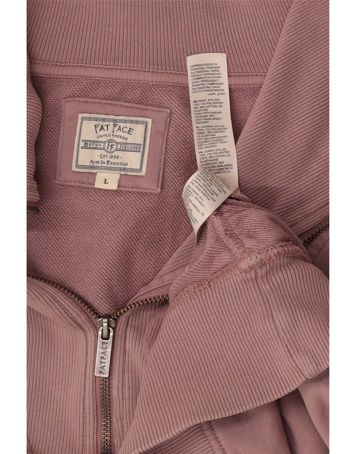 Fat Face Womens Oversized Zip Neck Sweatshirt Jumper UK 16 Large Pink