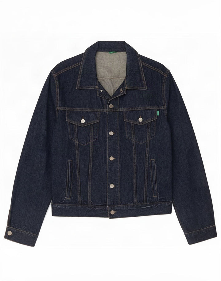 Benetton Womens Denim Jacket UK 18 XL Navy Blue