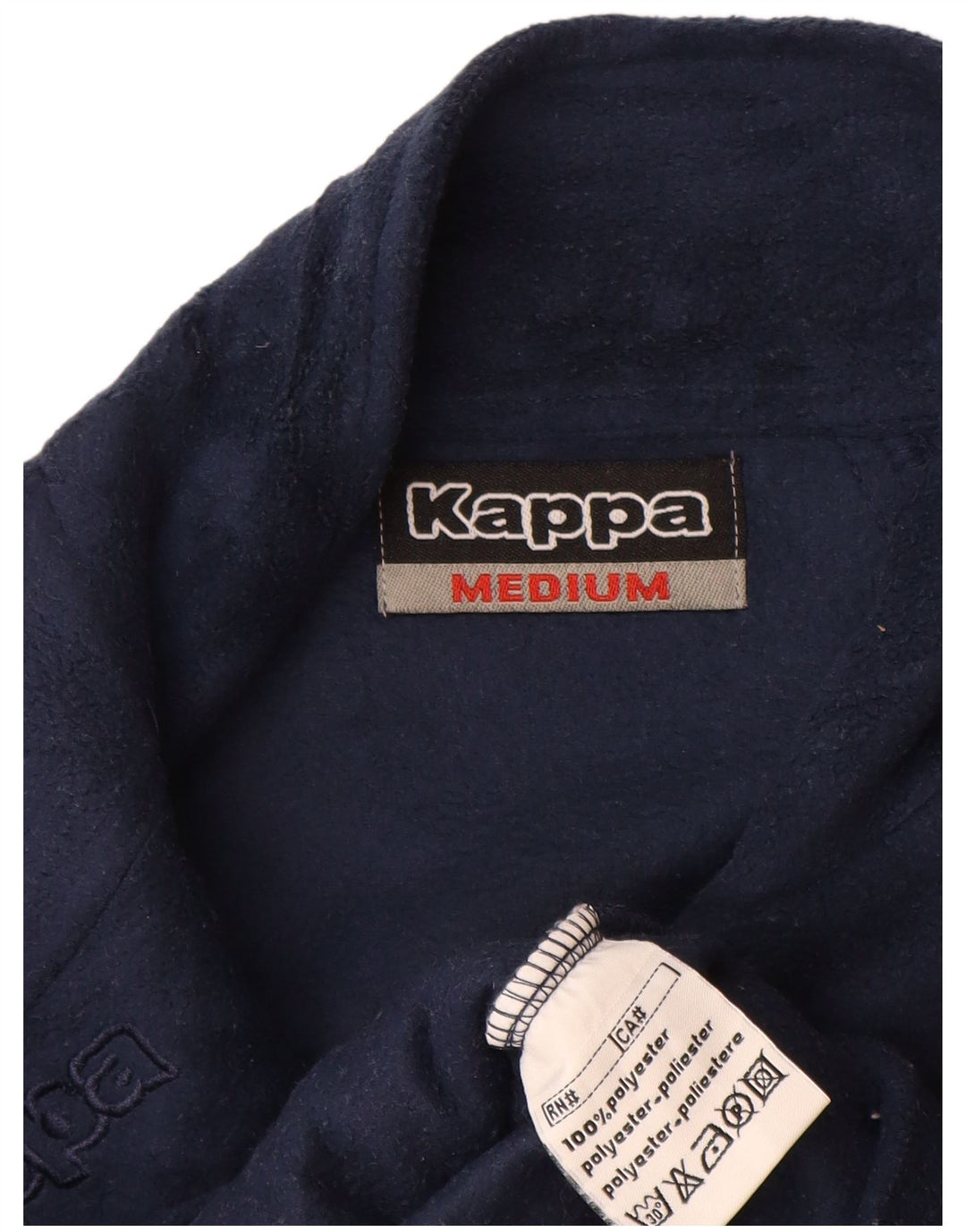 Kappa Mens Graphic Zip Neck Fleece Jumper Medium Navy Blue Polyester