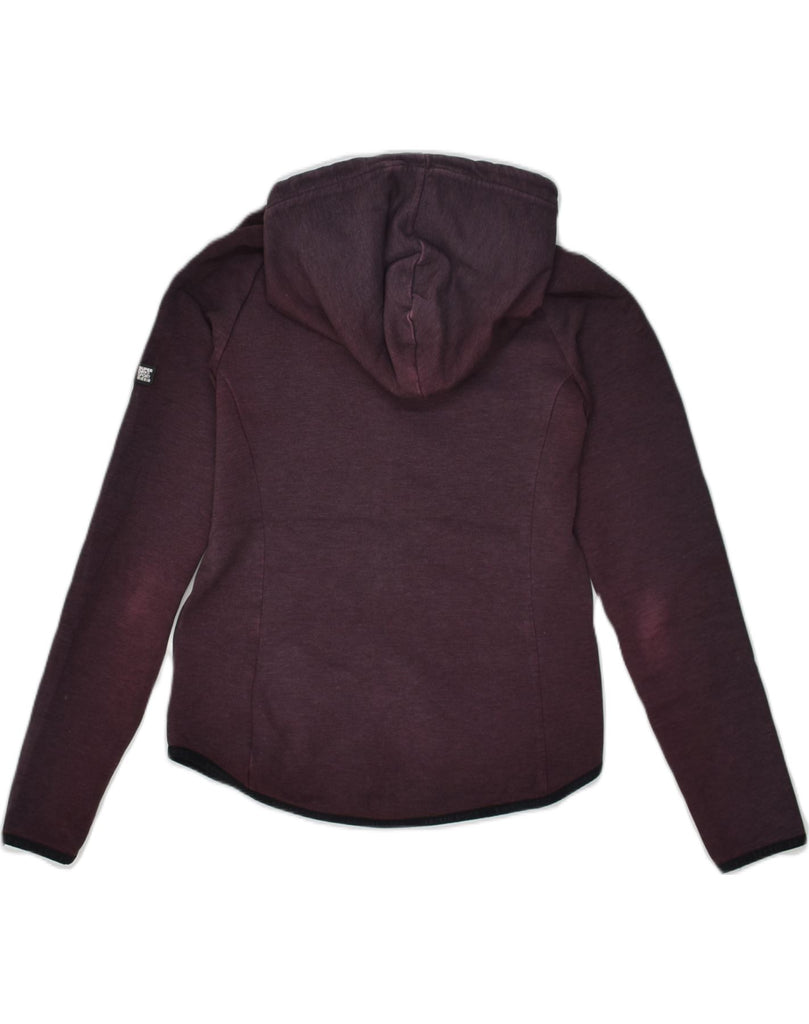 SUPERDRY Womens Zip Hoodie Sweater UK 14 Medium Burgundy Polyester | Vintage Superdry | Thrift | Second-Hand Superdry | Used Clothing | Messina Hembry 