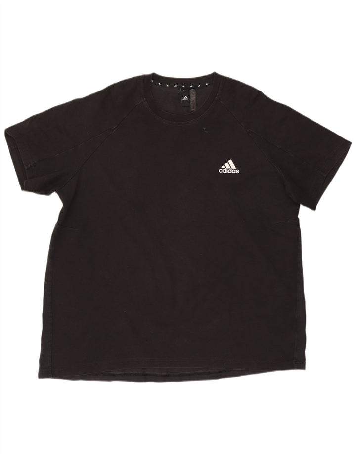 Adidas Mens T-Shirt Top 2XL Black Cotton