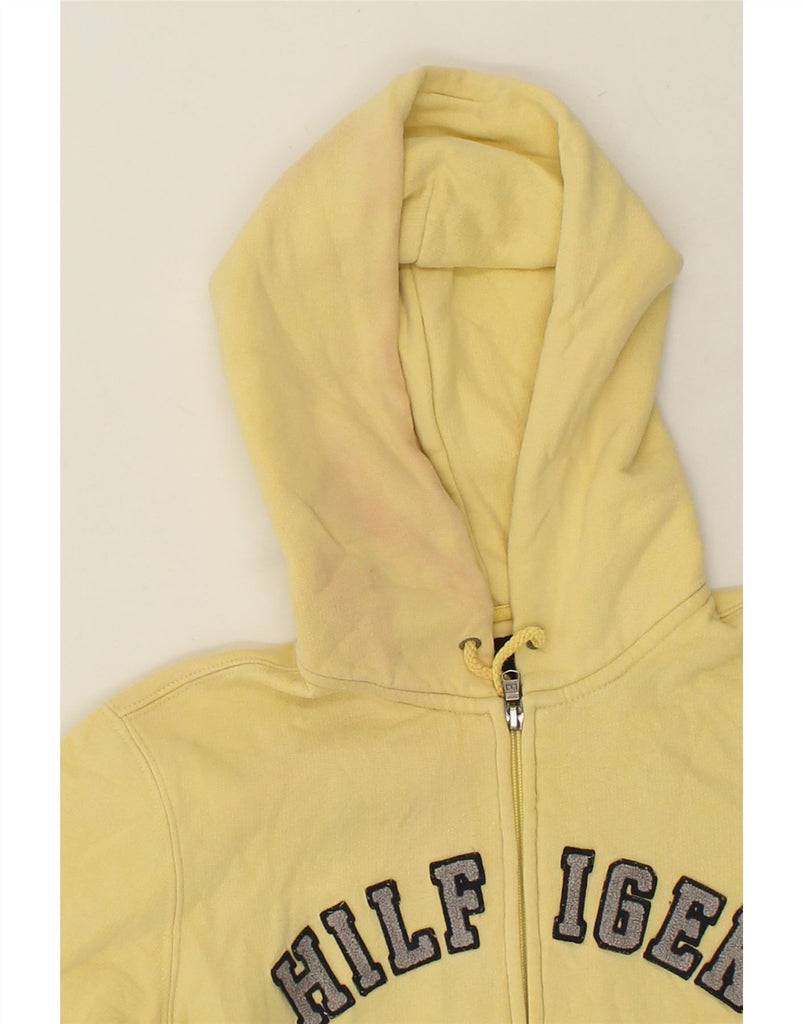 TOMMY HILFIGER Womens Graphic Zip Hoodie Sweater UK 10 Small Yellow Cotton | Vintage Tommy Hilfiger | Thrift | Second-Hand Tommy Hilfiger | Used Clothing | Messina Hembry 