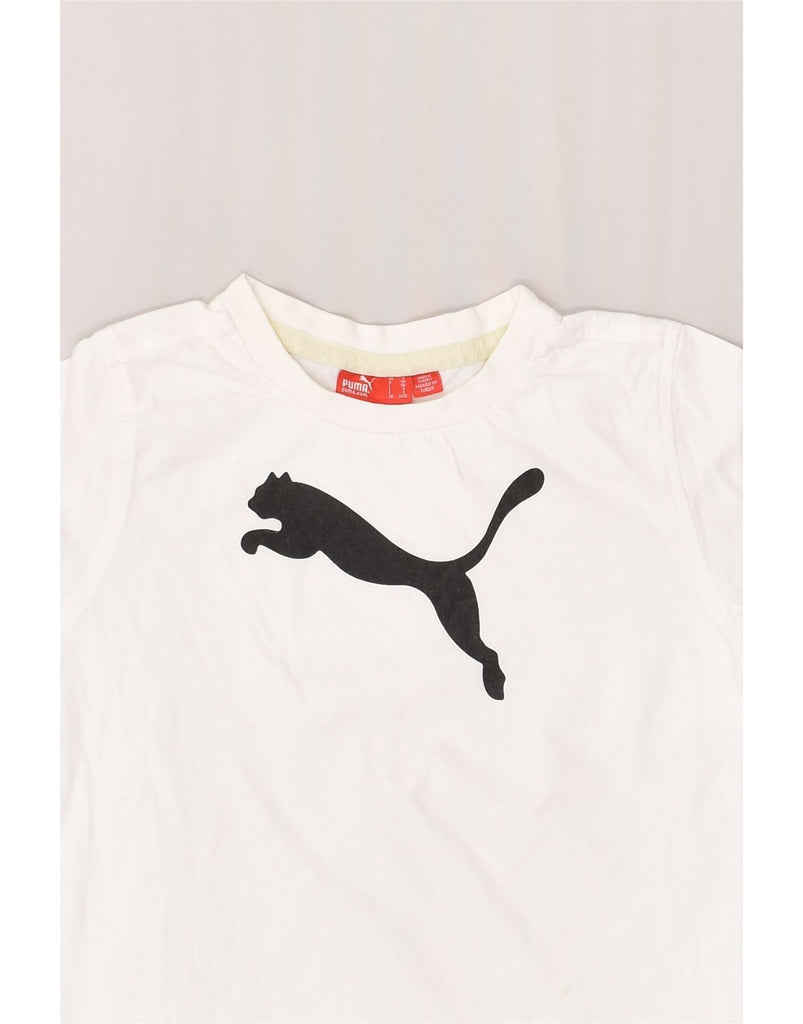 PUMA Boys Graphic T-Shirt Top 7-8 Years Small White Cotton | Vintage Puma | Thrift | Second-Hand Puma | Used Clothing | Messina Hembry 