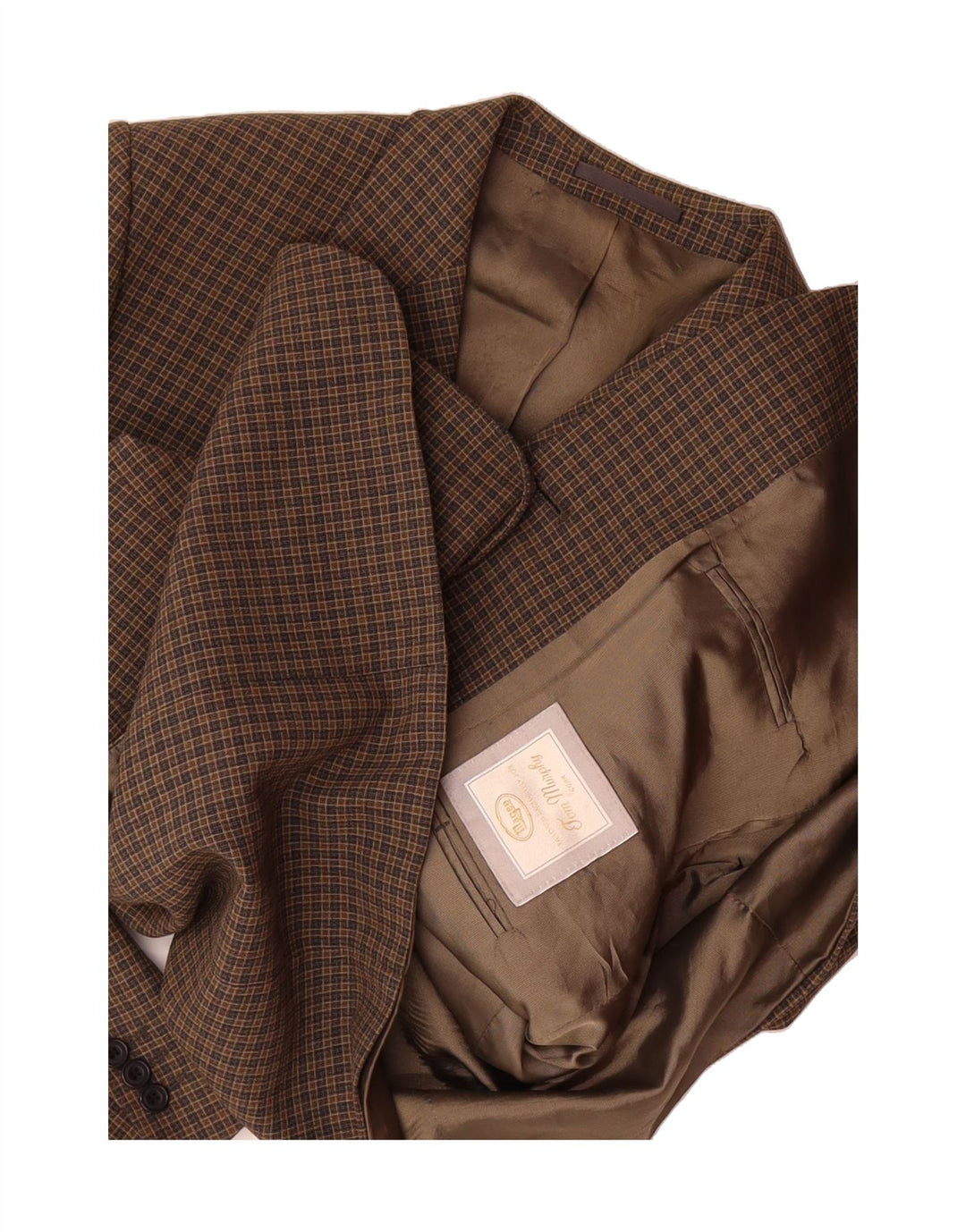 MAGEE Mens 3 Button Blazer Jacket UK 40 Large Brown Check Vintage Magee and Second-Hand Magee from Messina Hembry 