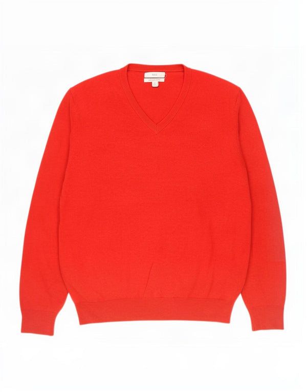 Marks & Spencer Mens V-Neck Jumper Sweater XL Red Cotton