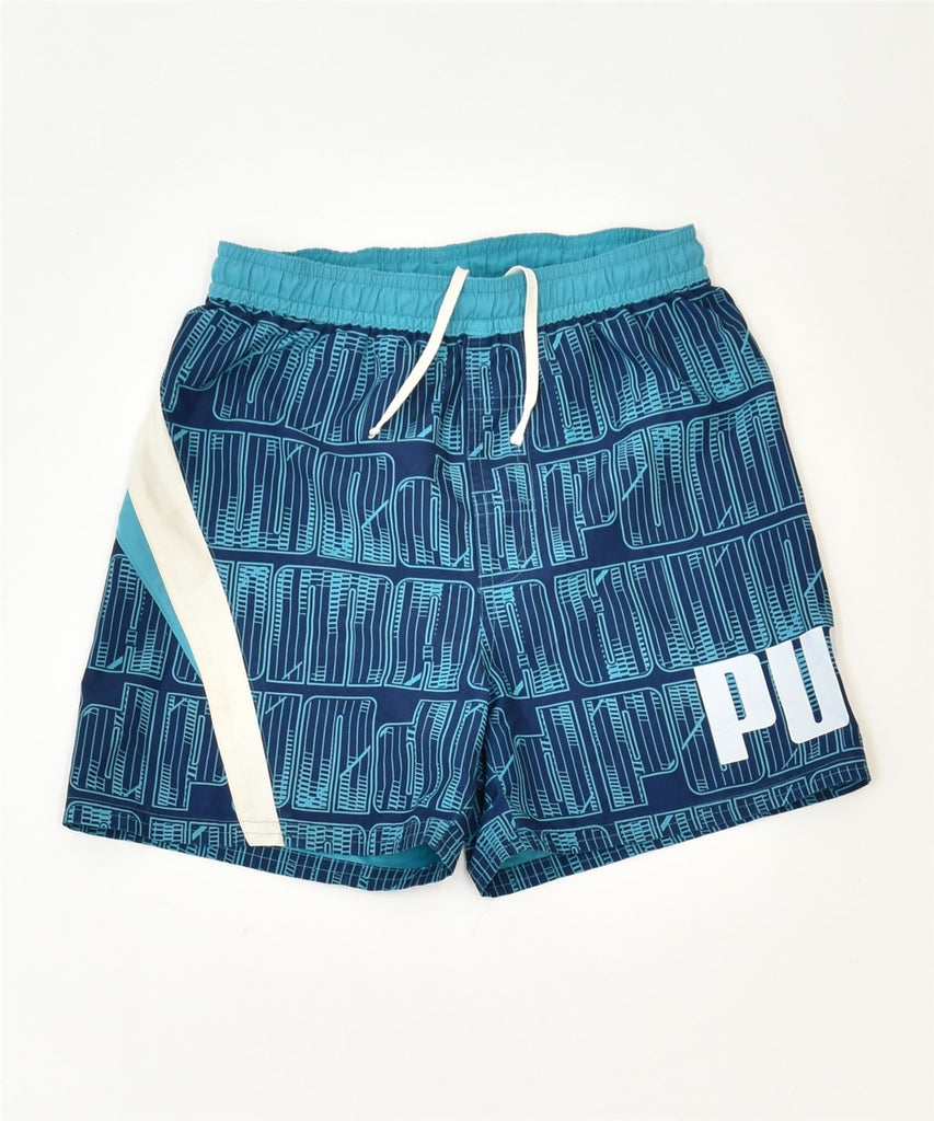 PUMA Boys Sport Shorts 7-8 Years Blue Colourblock Polyester Sports | Vintage | Thrift | Second-Hand | Used Clothing | Messina Hembry 