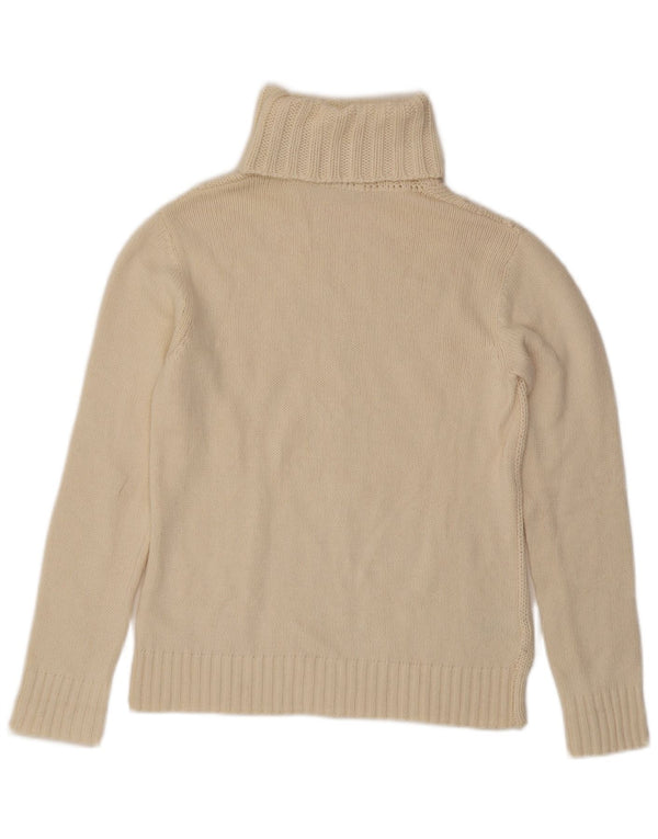 Lacoste Womens Roll Neck Jumper Sweater Size 42 Large Off White Wool