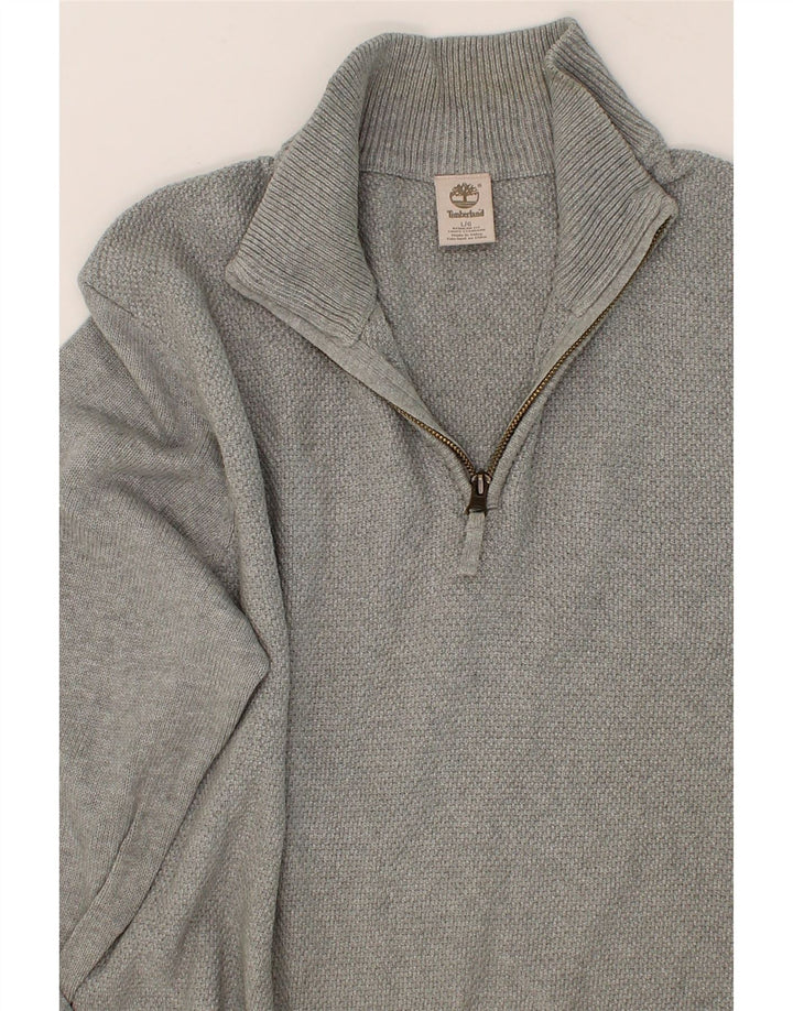TIMBERLAND Mens Regular Fit Zip Neck Jumper Sweater Large Grey Cotton Vintage Timberland and Second-Hand Timberland from Messina Hembry 