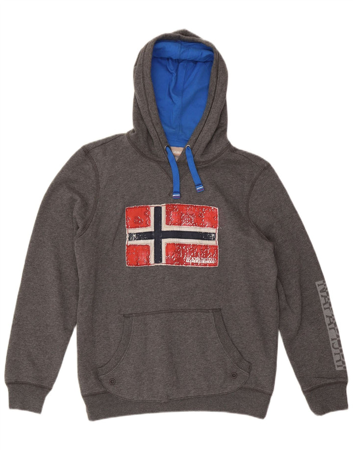 Napapijri Mens Graphic Hoodie Jumper Medium Grey