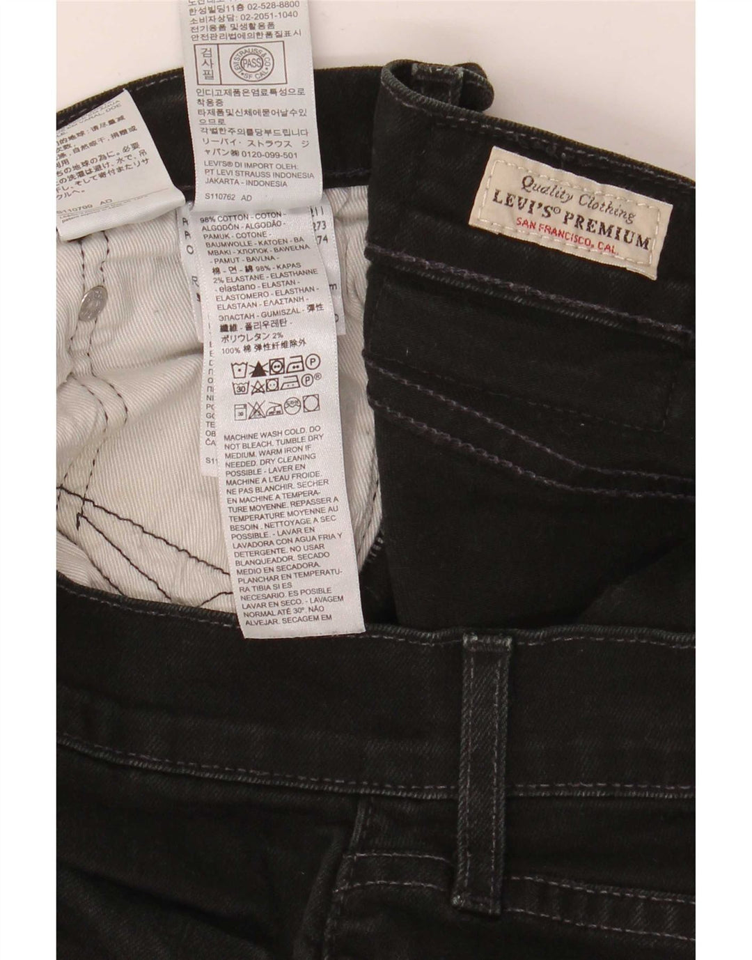 Levi's Mens Straight Jeans W33 L30 Black Cotton