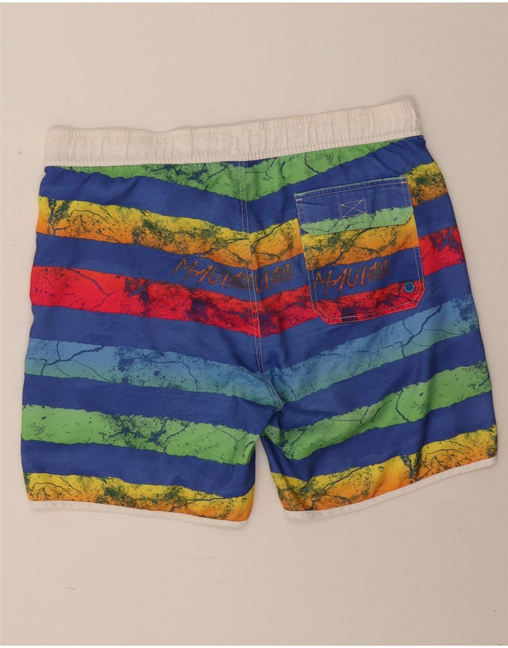 Maui and Sons Mens Graphic Swimming Shorts Large  Blue Striped Polyester