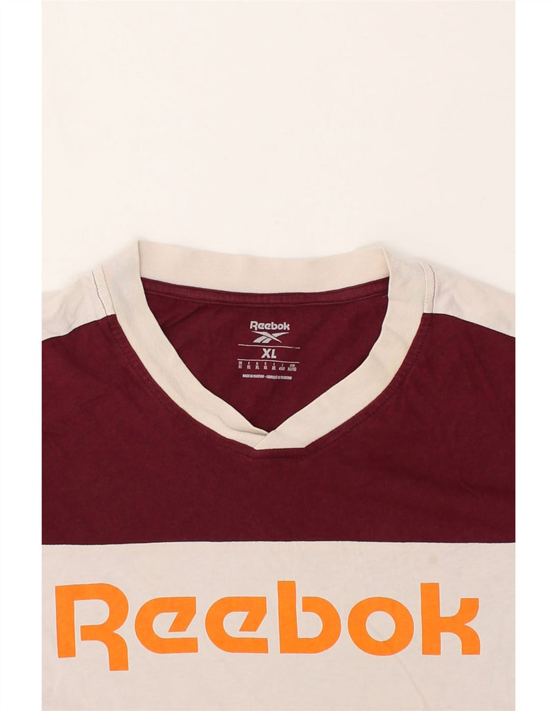 REEBOK Mens Graphic T-Shirt Top XL Burgundy Cotton | Vintage Reebok | Thrift | Second-Hand Reebok | Used Clothing | Messina Hembry 