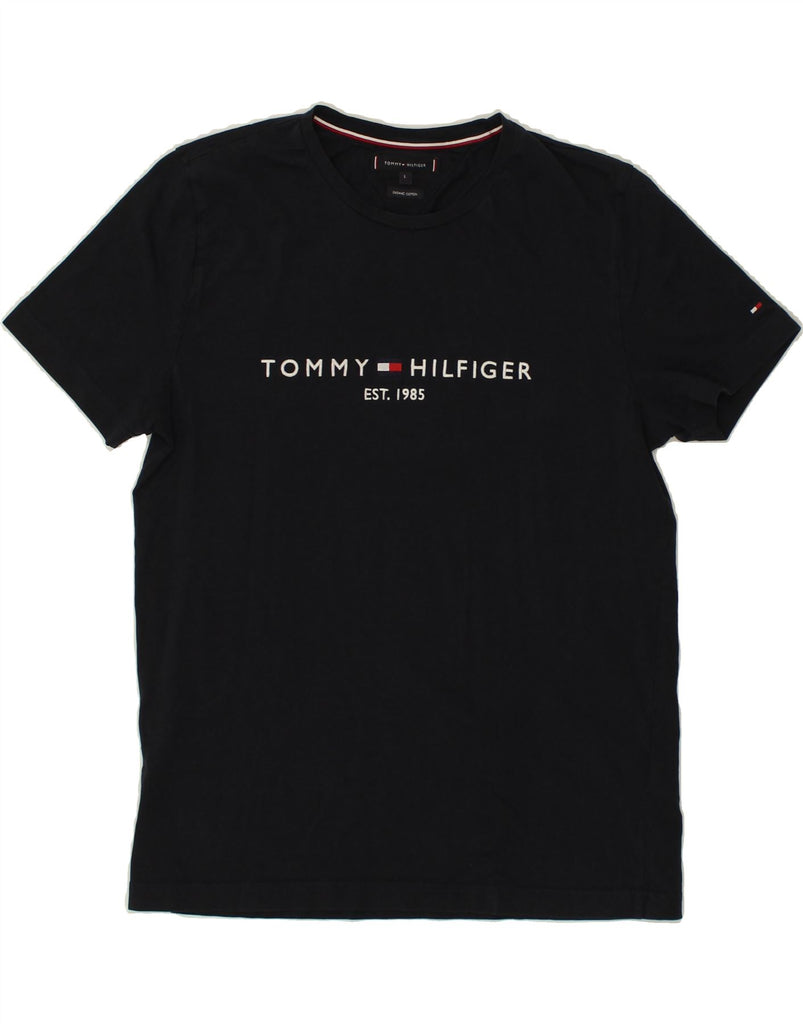 TOMMY HILFIGER Womens Graphic T-Shirt Top UK 16 Large Navy Blue Cotton | Vintage Tommy Hilfiger | Thrift | Second-Hand Tommy Hilfiger | Used Clothing | Messina Hembry 