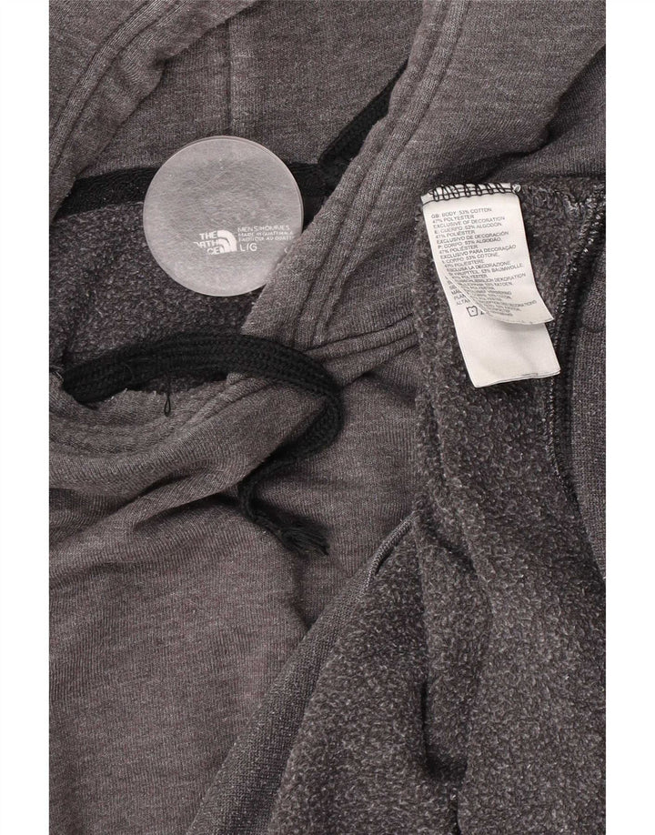 The North Face Mens Hoodie Jumper Large Grey Cotton