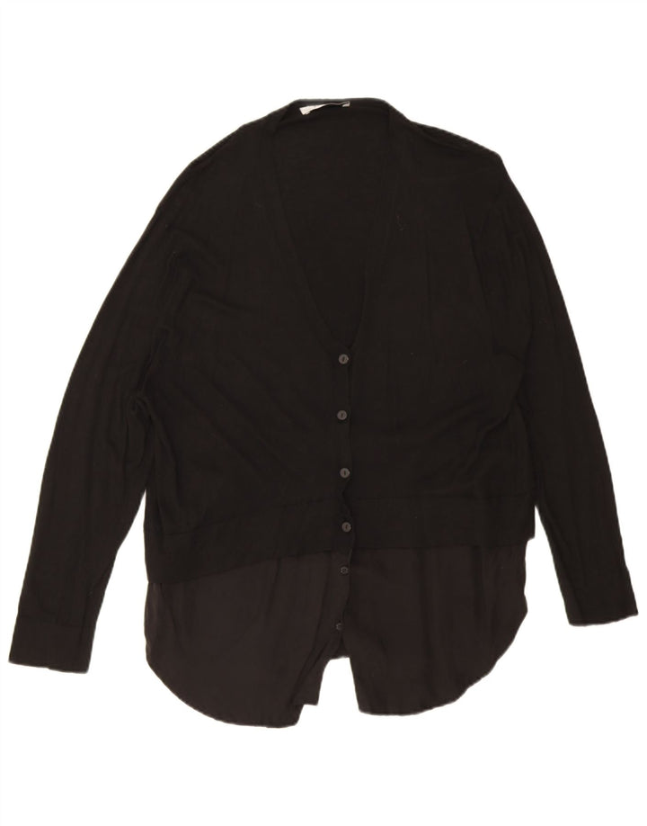 Zara Womens Cardigan Sweater UK 14 Medium Black Cupro