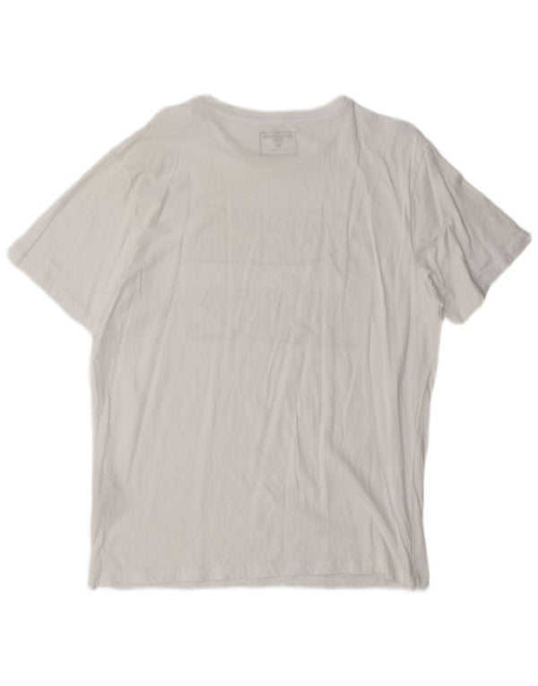 Jack & Jones Mens Graphic T-Shirt Top XL White Cotton