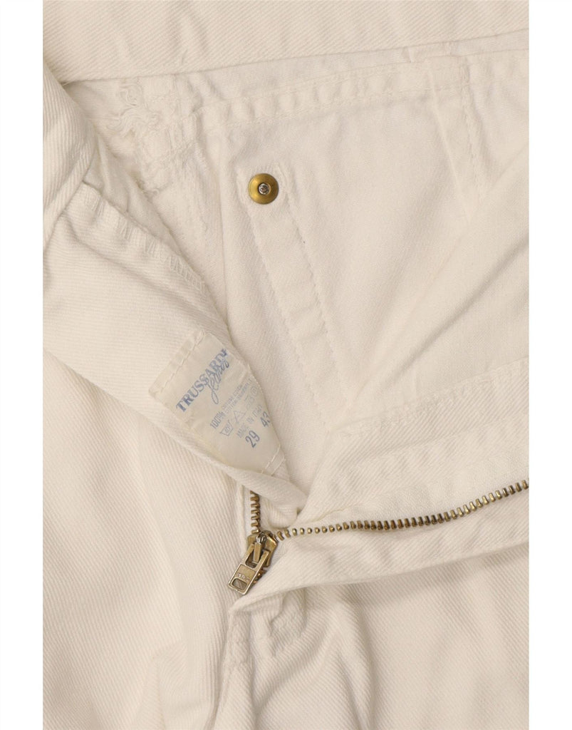 TRUSSARDI Womens Tapered Jeans W29 L26 White Cotton Vintage Trussardi and Second-Hand Trussardi from Messina Hembry 