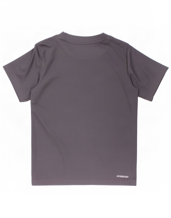 Adidas Boys Aeroready Graphic T-Shirt Top 5-6 Years Grey Polyester