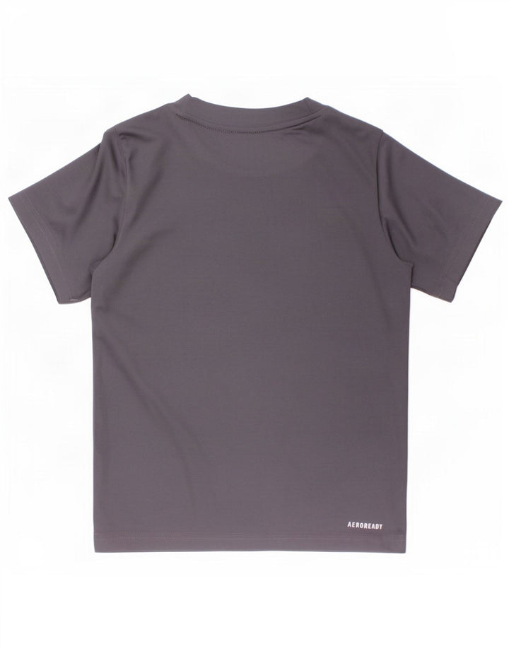 Adidas Boys Aeroready Graphic T-Shirt Top 5-6 Years Grey Polyester