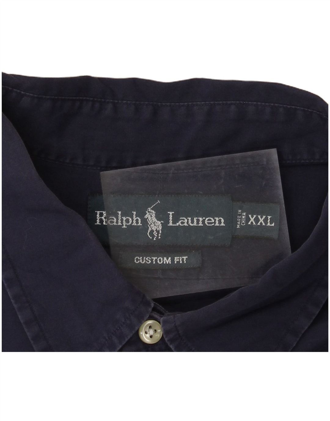 POLO RALPH LAUREN Mens Custom Fit Shirt 2XL Navy Blue Cotton