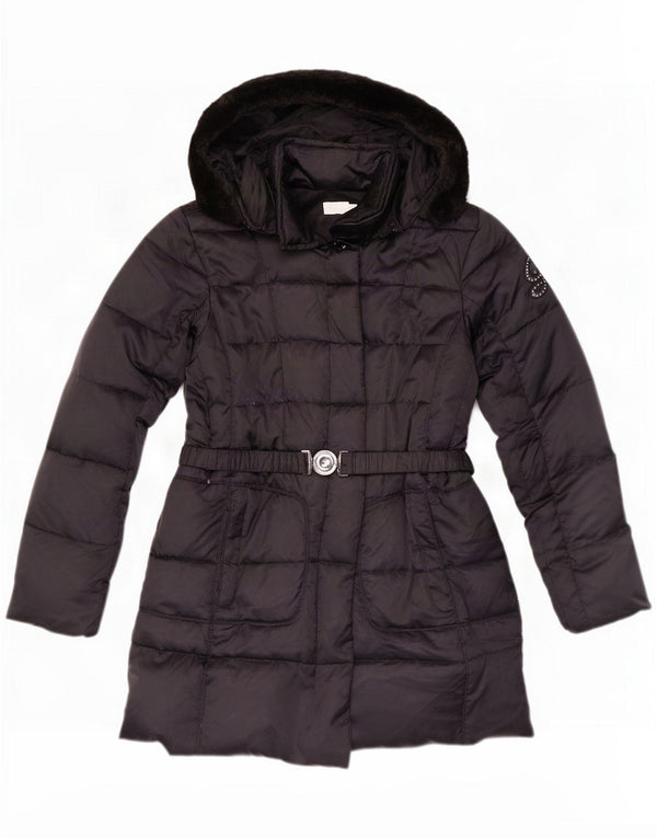 Geox Girls Hooded Padded Coat 13-14 Years Black Polyamide