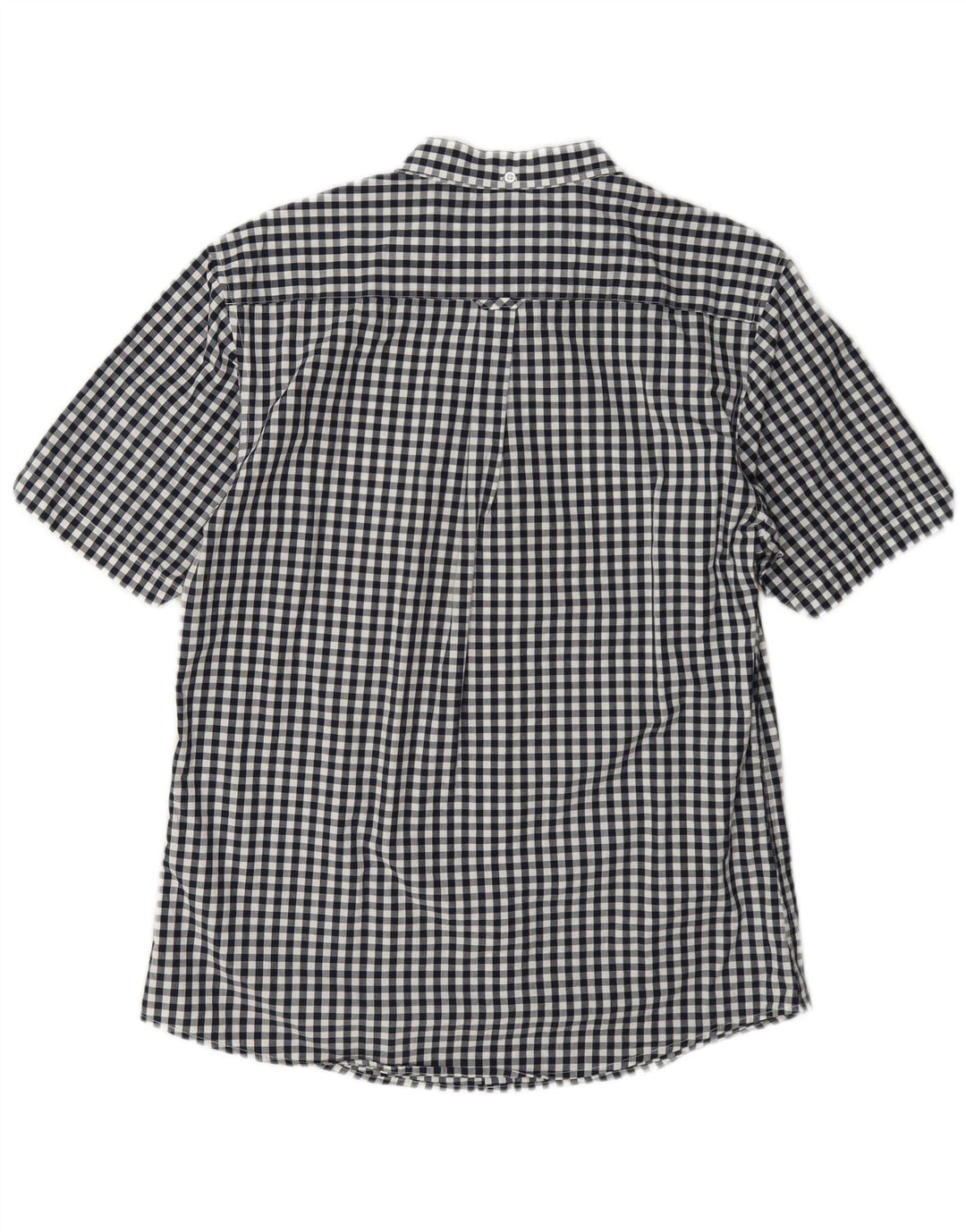 Le Shark Mens Short Sleeve Shirt Large Navy Blue Gingham Cotton