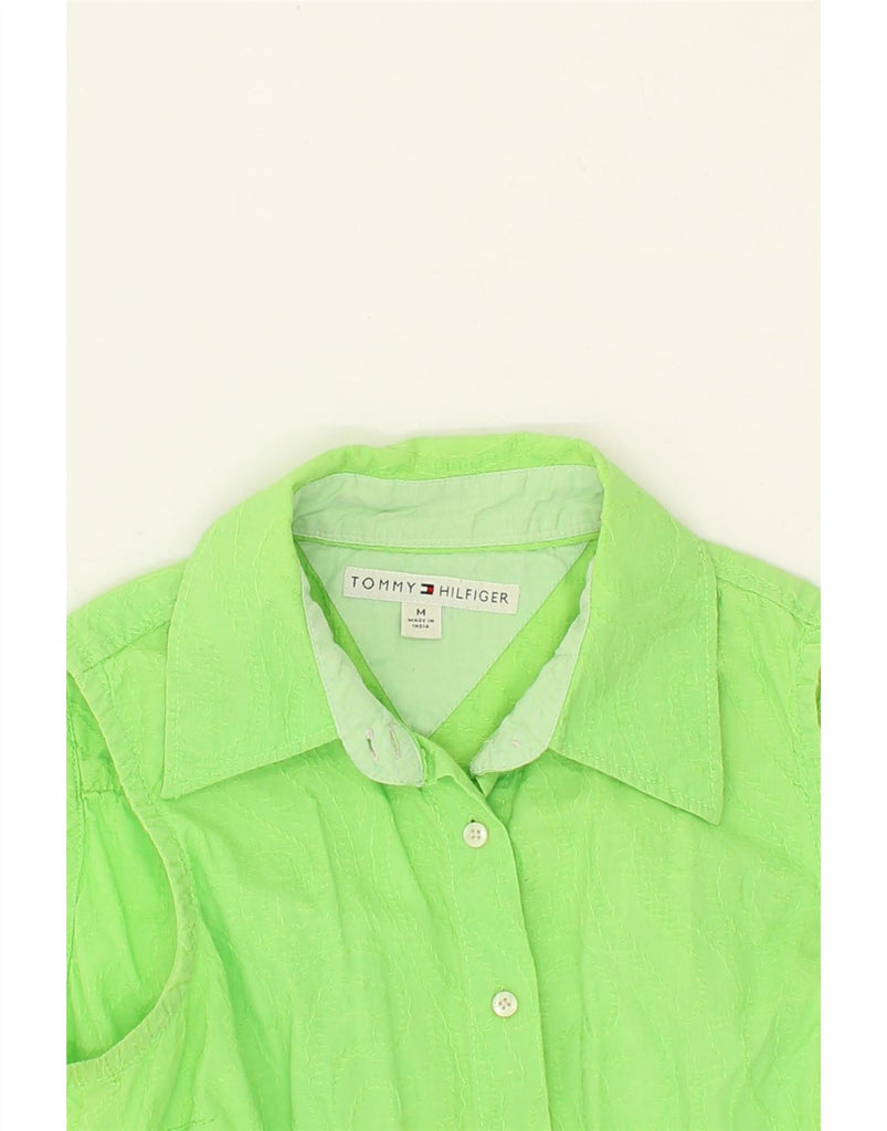 TOMMY HILFIGER Womens Sleeveless Shirt UK 12 Medium Green Paisley Cotton Vintage Tommy Hilfiger and Second-Hand Tommy Hilfiger from Messina Hembry 