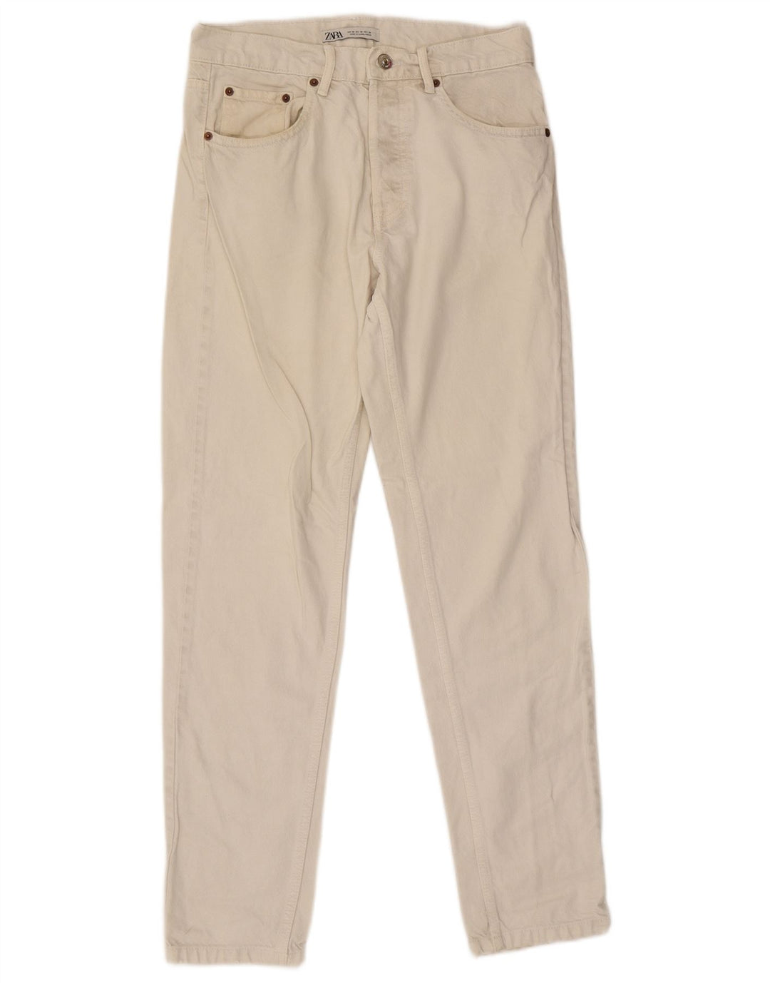 Zara Mens Slim Jeans EU 38 Small W30 L30 White Cotton