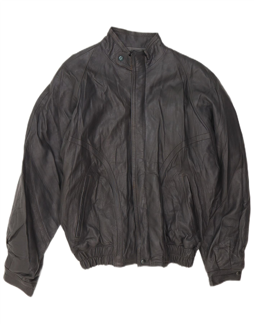 VINTAGE Mens Leather Jacket UK 40 Large Grey Leather