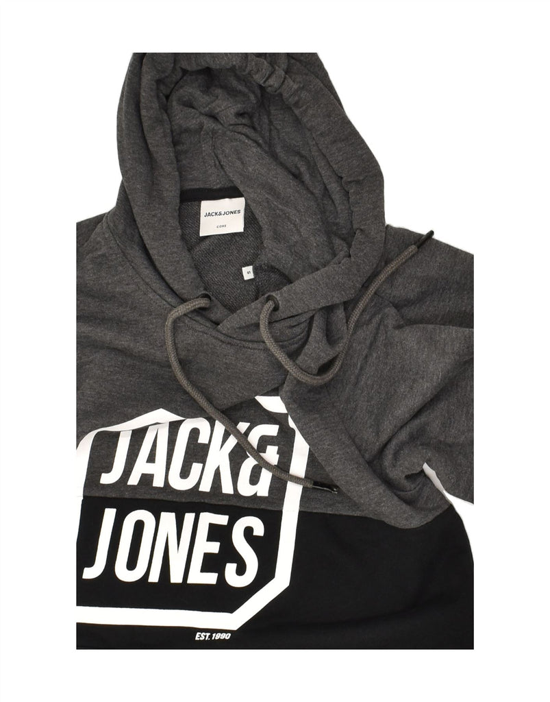 JACK & JONES Mens Graphic Hoodie Jumper Small Black Colourblock Cotton | Vintage Jack & Jones | Thrift | Second-Hand Jack & Jones | Used Clothing | Messina Hembry 