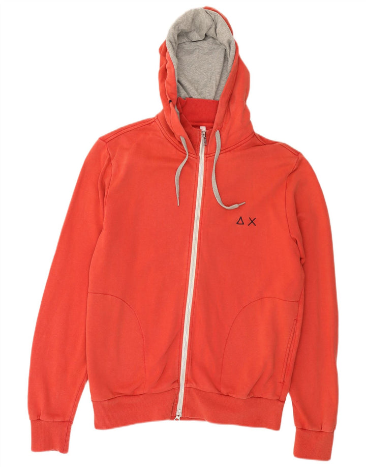 SUN68 Mens Zip Hoodie Sweater Large Red Cotton