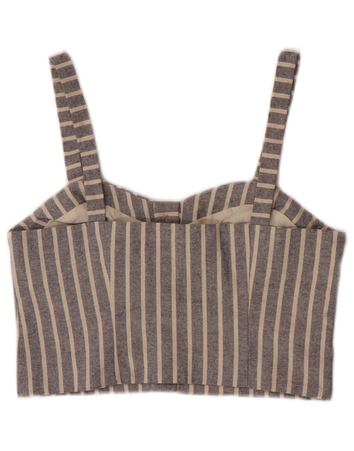 Topshop Womens Crop Top UK 10 Small  Blue Striped Polyester