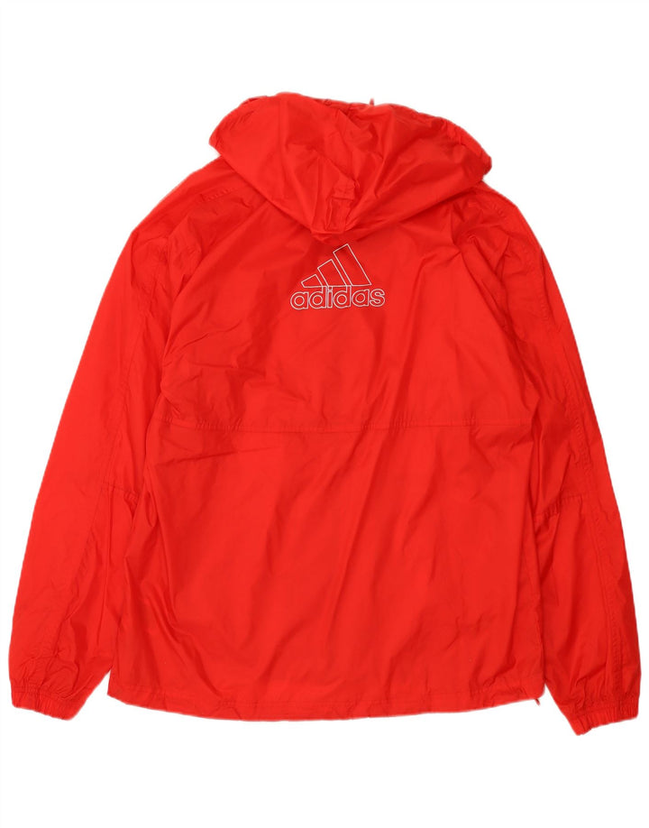 ADIDAS Mens Graphic Hooded Rain Jacket UK 36 Small Red Nylon