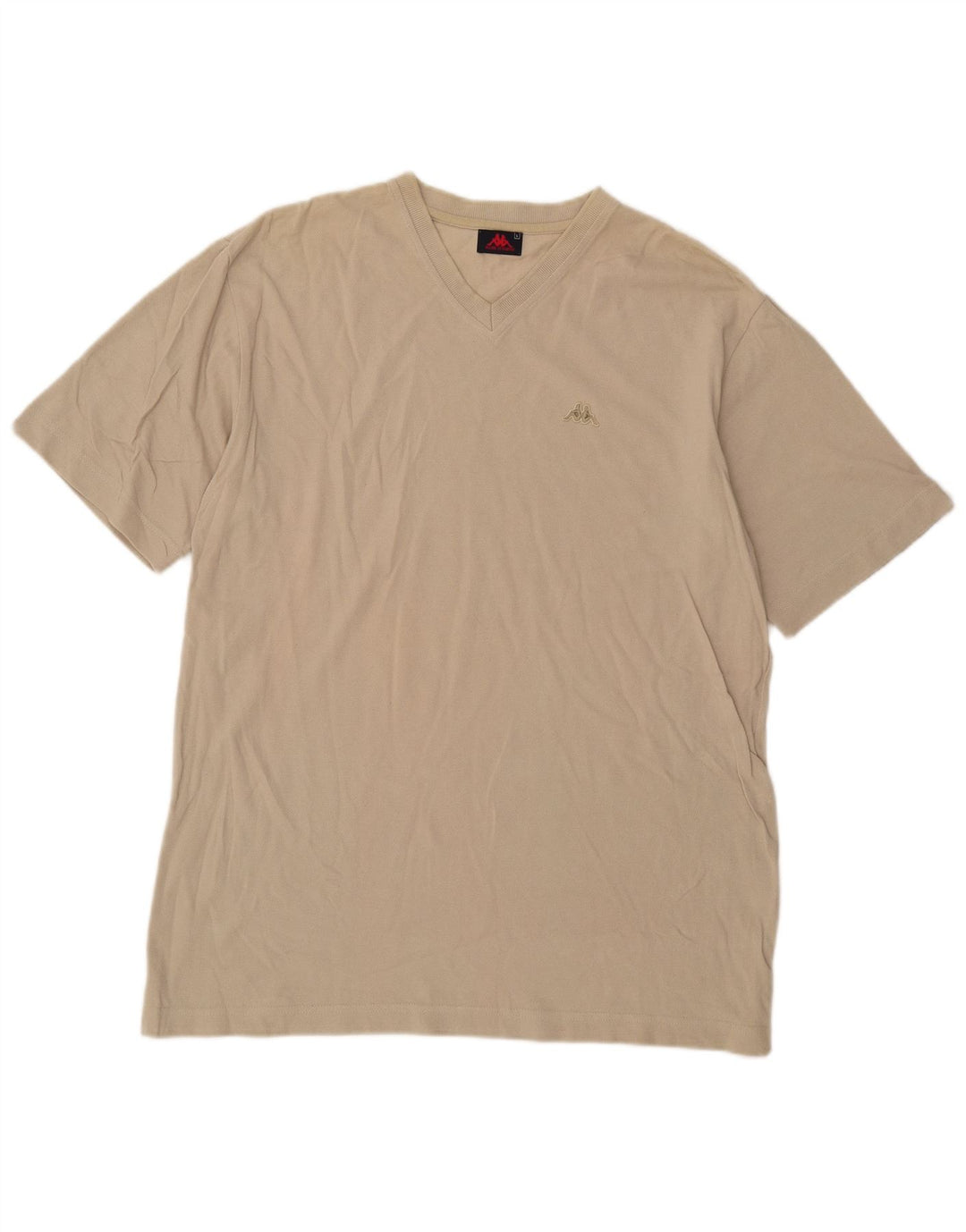 Kappa Mens T-Shirt Top Large Beige Cotton