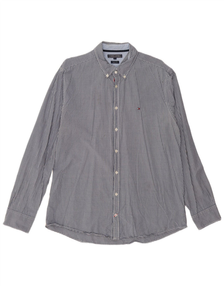 TOMMY HILFIGER Mens Regular Fit Shirt XL Navy Blue Gingham