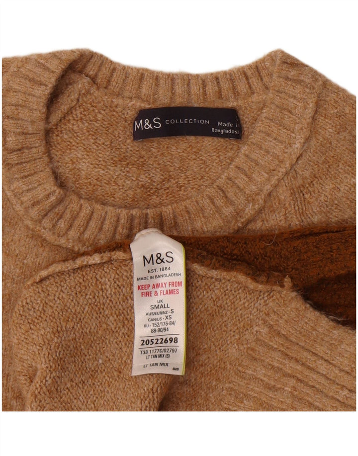 Marks & Spencer Womens Crew Neck Jumper Sweater UK 10 Small Brown