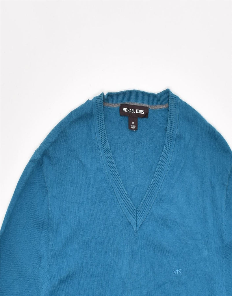 CALVIN KLEIN Mens V-Neck Jumper Sweater Medium Blue Cotton | Vintage | Thrift | Second-Hand | Used Clothing | Messina Hembry 