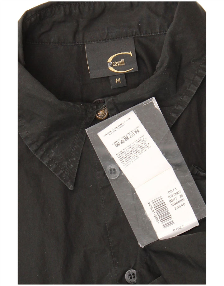 Just Cavalli Womens Shirt UK 12 Medium Black Cotton