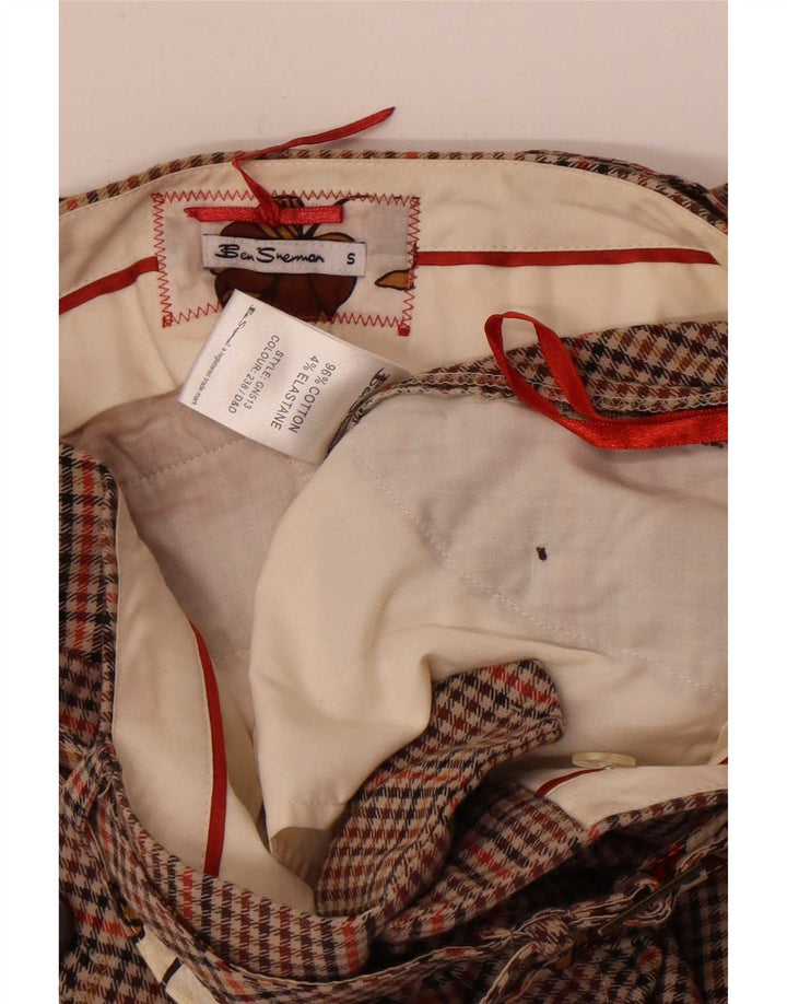 Ben Sherman Womens Mini Skirt Small W27 Brown Check Cotton