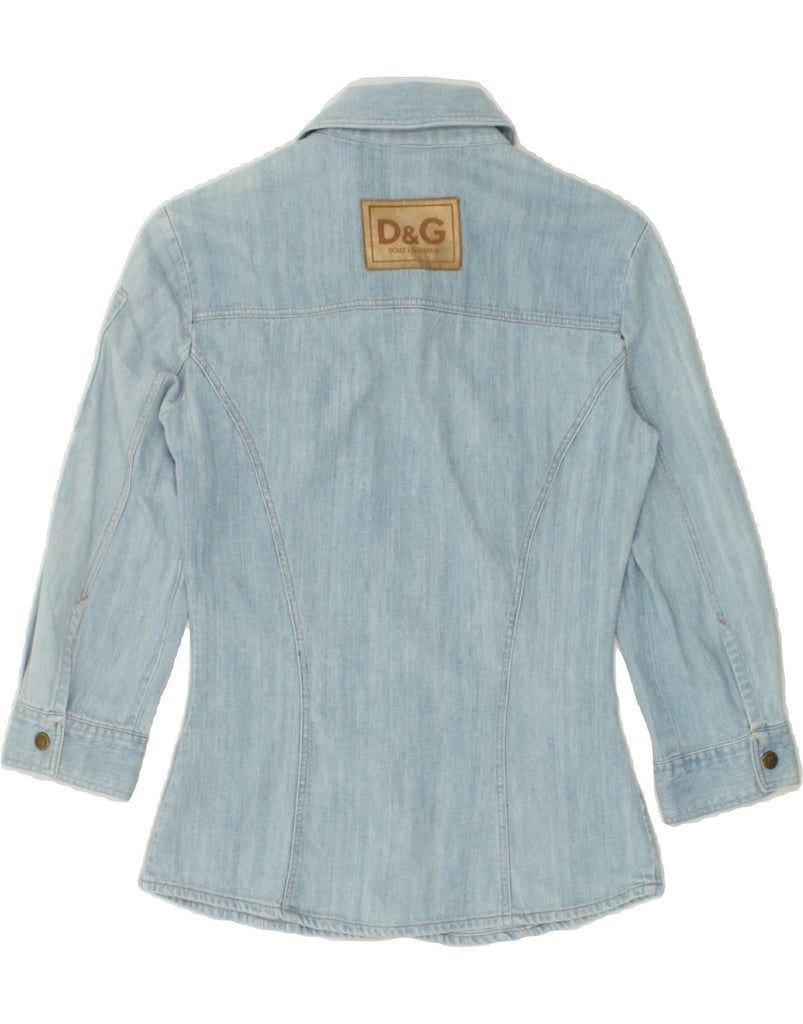 DOLCE & GABBANA Womens 3/4 Sleeve Denim Shirt UK 6 XS Blue Cotton | Vintage Dolce & Gabbana | Thrift | Second-Hand Dolce & Gabbana | Used Clothing | Messina Hembry 