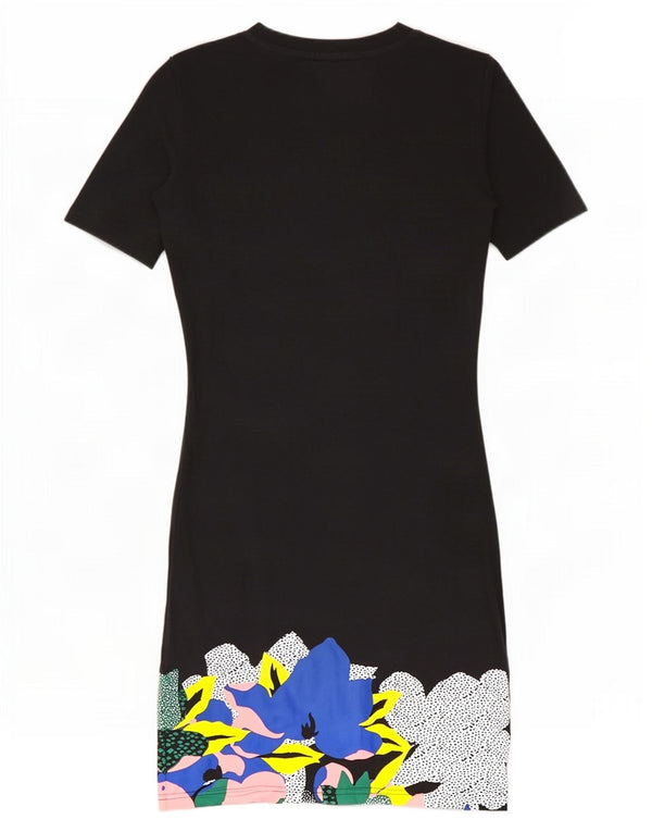 Adidas Womens Her Studio London Graphic T-Shirt Dress UK 6 XS Black Floral