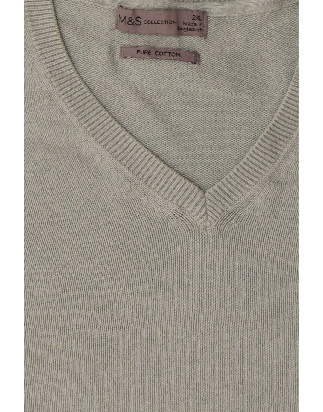 Marks & Spencer Mens V-Neck Jumper Sweater 2XL Grey Cotton