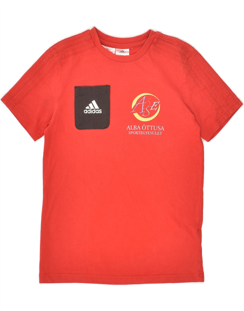 ADIDAS Boys Graphic T-Shirt Top 9-10 Years Red Cotton | Vintage Adidas | Thrift | Second-Hand Adidas | Used Clothing | Messina Hembry 