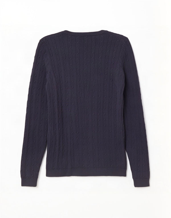 U.S. Polo Assn. Womens V-Neck Jumper Sweater UK 8 Small Navy Blue Cotton
