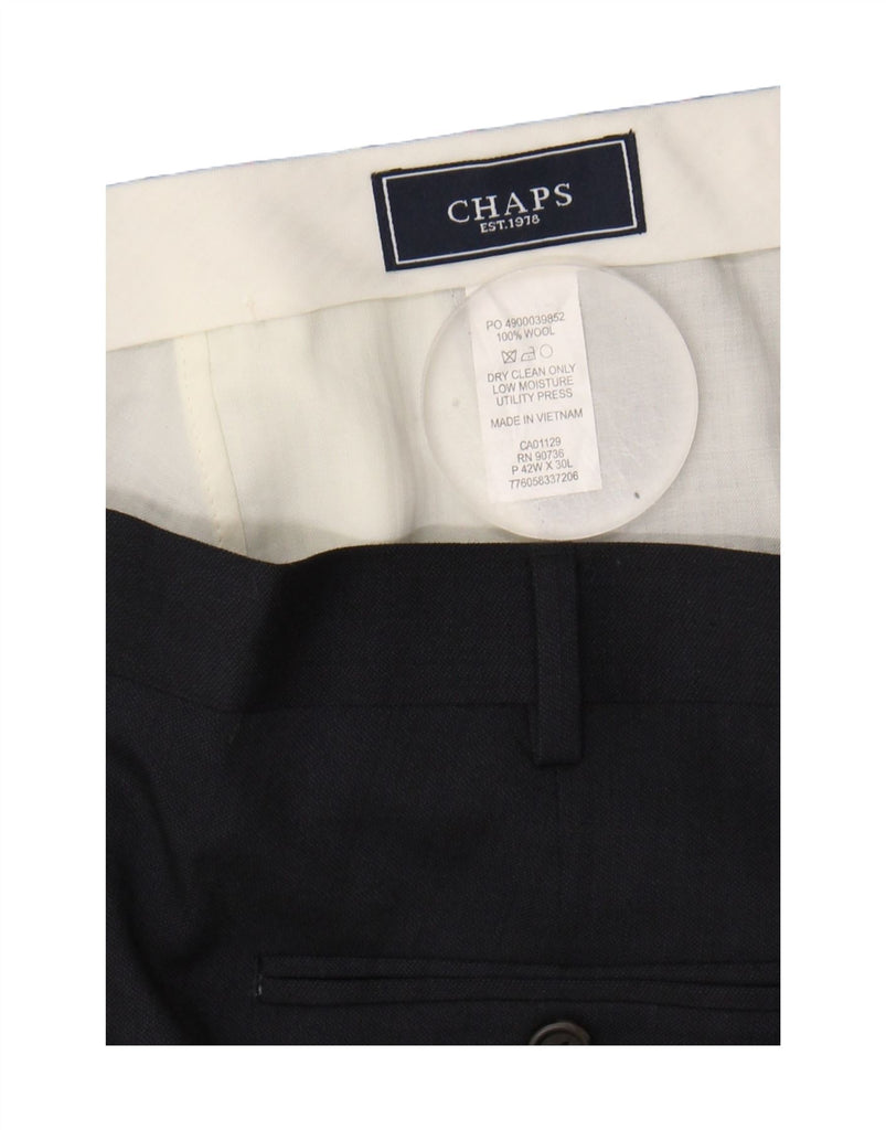 CHAPS Mens Straight Suit Trousers  W42 L30 Navy Blue Wool Vintage Chaps and Second-Hand Chaps from Messina Hembry 