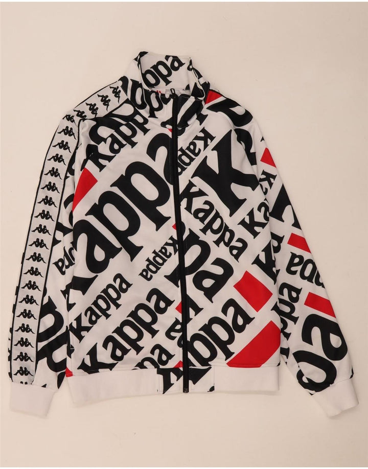 Kappa Mens Graphic Tracksuit Top Jacket Large White Polyester