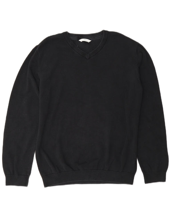 Marks & Spencer Boys V-Neck Jumper Sweater 15-16 Years Black Cotton