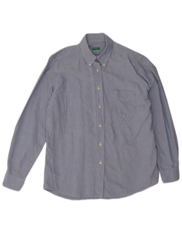 Benetton Womens Shirt UK 18 XL Blue Cotton