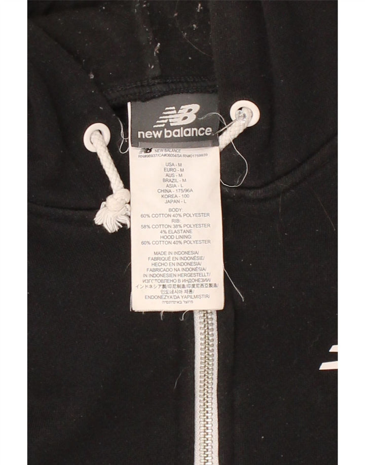 NEW BALANCE Mens Zip Hoodie Sweater Medium Black Cotton Vintage New Balance and Second-Hand New Balance from Messina Hembry 